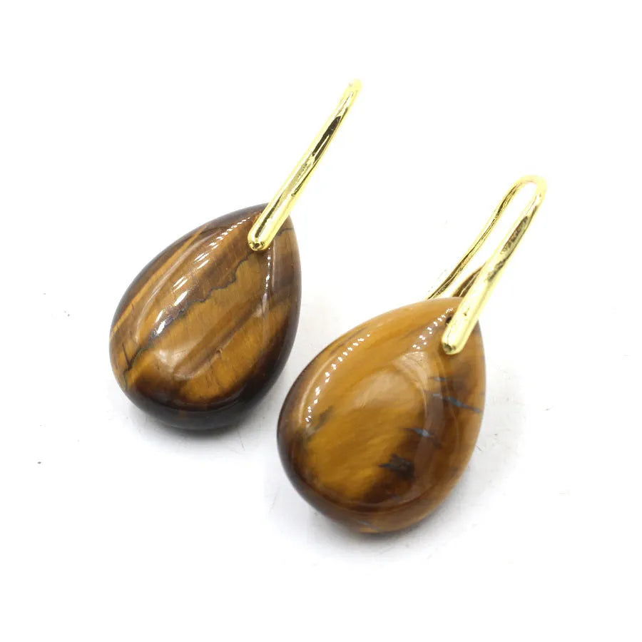 Geometric water drop crystal earrings with electroplated finish in multiple gemstone colours