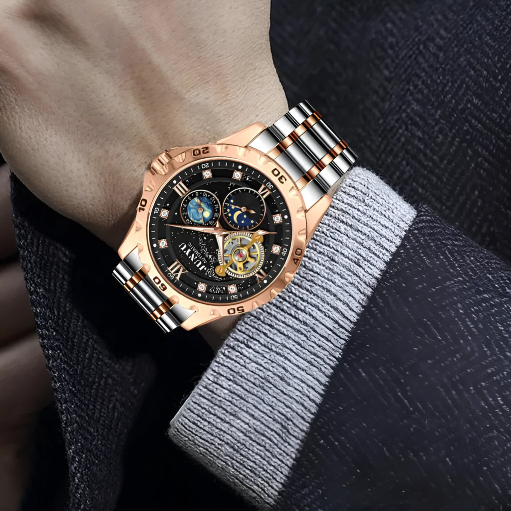 Automatic mechanical watch with luminous hands and waterproof case in four colour variations