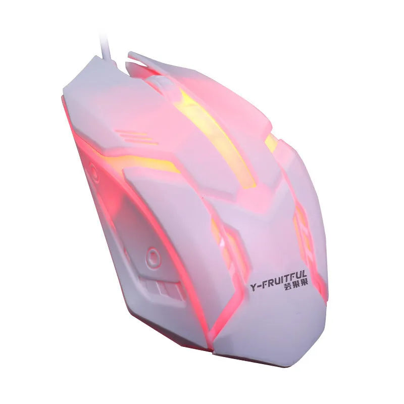 Wired USB luminous mouse in black or white with 1600DPI resolution and 1.3 metre cable