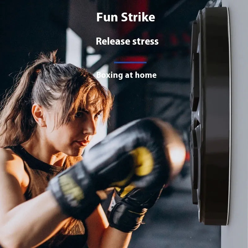 Black intelligent music boxing machine wall target with gloves for home Sanda and fitness training