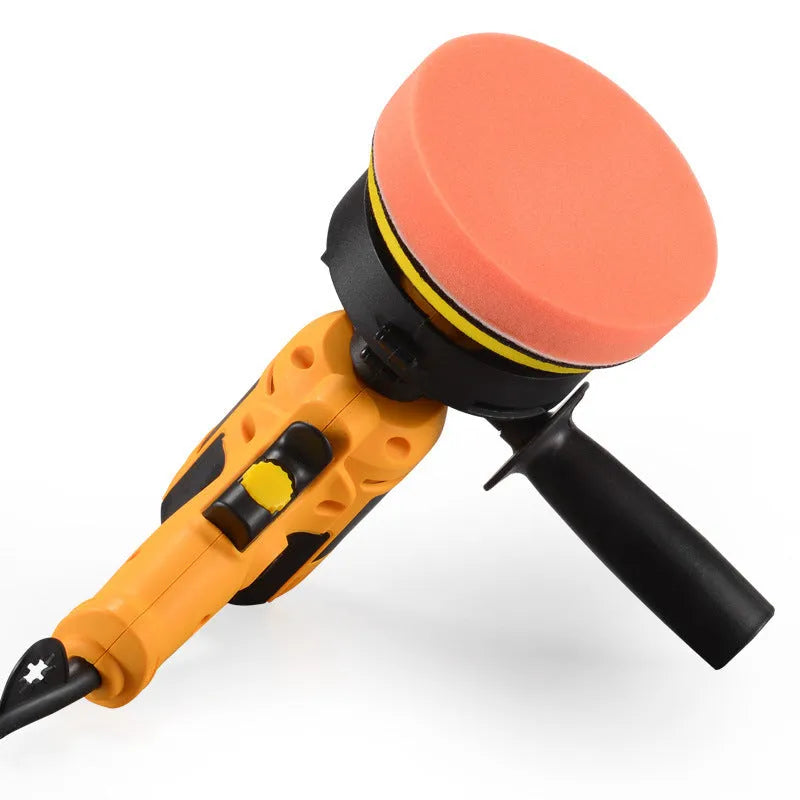 Yellow 220V automobile polishing machine with 125mm disc for car, wood, and tile polishing