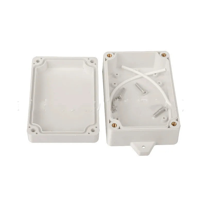 ABS plastic waterproof electrical enclosure box for security monitoring power supplies, dimensions 100mm by 68mm by 40mm.