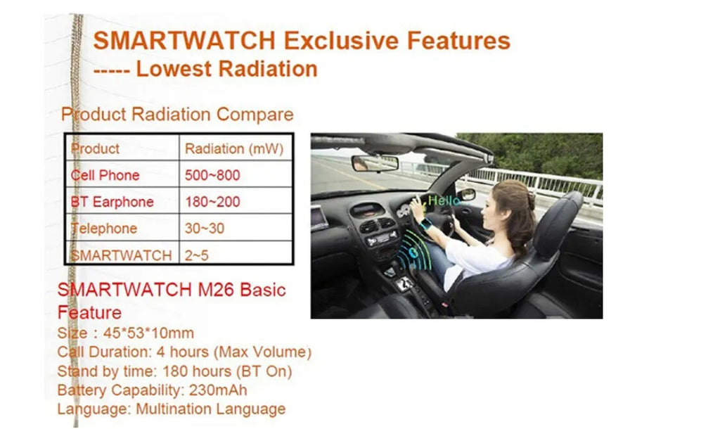 Smart Bluetooth sports watch in black, white, or blue colours compatible with iOS and Android devices