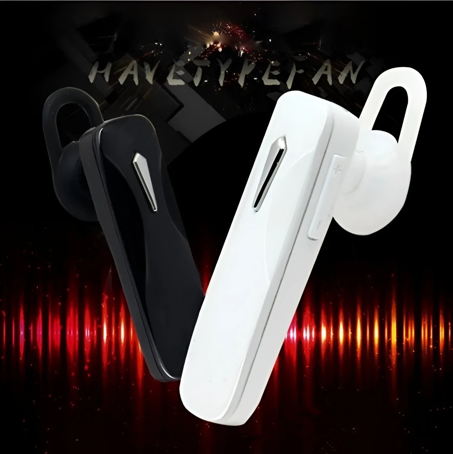 M163 Bluetooth car headset in black or white for hands-free calling and music control.