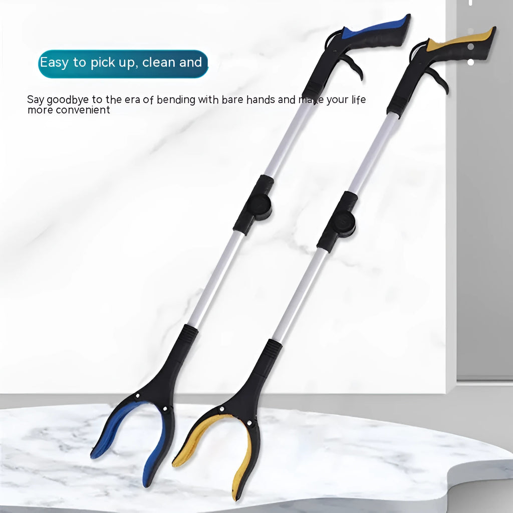 Folding aluminium alloy garbage pickup clamp with magnet sucker showing blue handle option