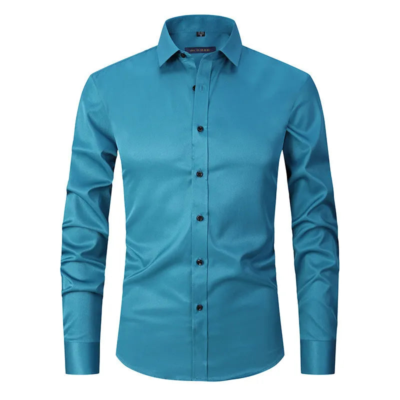 Men's long sleeve stretch work shirt in polyester, shown in a colour from the range of fifteen options.