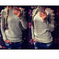 Women's white knitted shirt with crocheted hollow-out pattern and round neck
