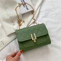 Women's PU crossbody bag with diamond lattice chain strap in minimalist solid colour design