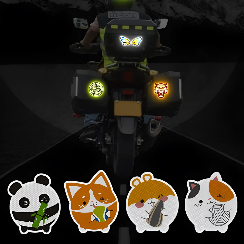 Pair of diamond-grade reflective warning stickers for vehicles measuring 9cm by 5cm