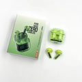 YX06 wireless TWS headphones with transparent cabin body in black, green, orange, or white featuring Bluetooth 5.3 connectivity