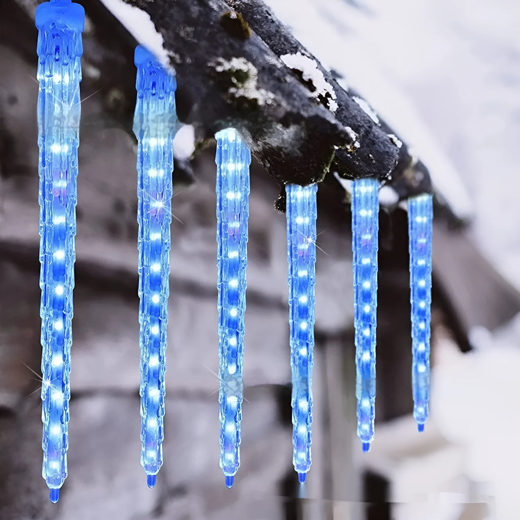 LED ice cone meteor shower solar Christmas ornamental festoon lamp with plastic shell and 30cm strands