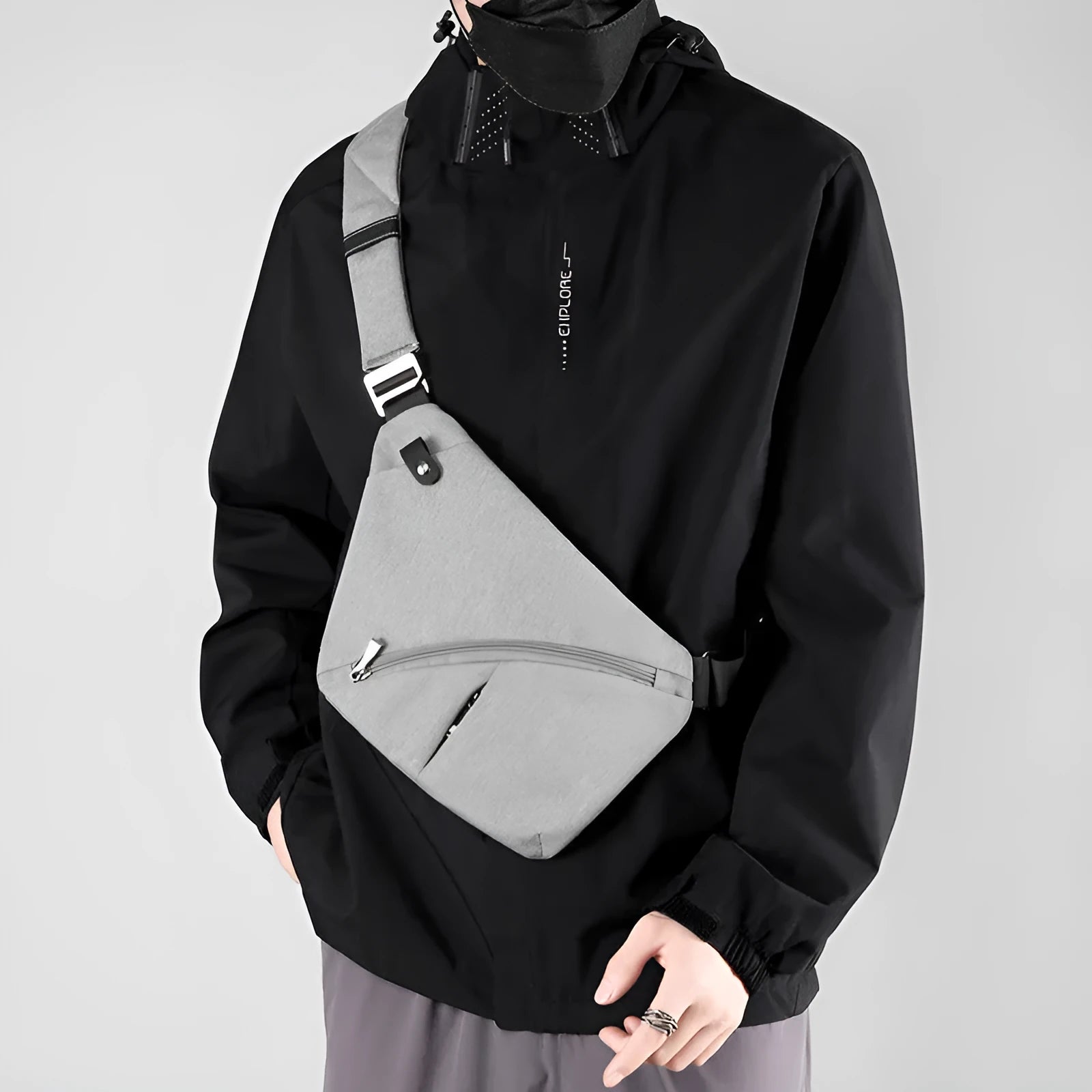 Men's Oxford cloth crossbody chest bag in urban simplicity style with letter pattern elements