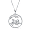 Four Kitten Necklace women's cat pendant jewellery with copper cross chain and electroplated finish