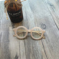 Retro round plastic frame glasses with anti-blue light filter in black, pink, leopard, red, white, or yellow.