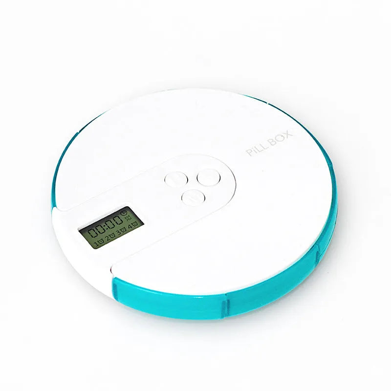 7-compartment alarm clock pill dispenser with programmable timer and portable design