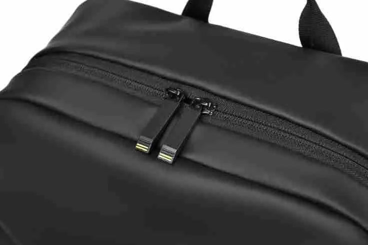 Men's waterproof backpack in black colour made from PU leather with large capacity design