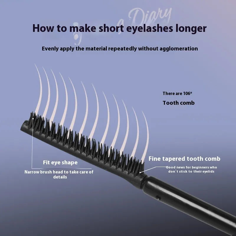 Mascara tube for long curling and long-lasting wear in black and brown colour options.