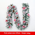 240cm long PVC Christmas rattan garland with flocking decoration in a choice of five colours.
