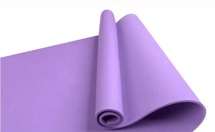 Super soft EVA yoga mat in blue showing texture and thickness