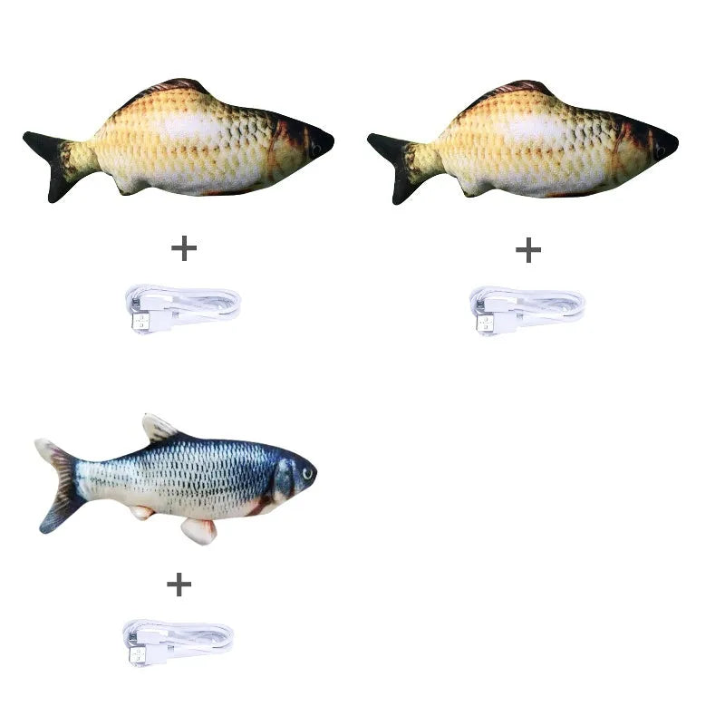 Electronic jumping fish simulation cat toy without catnip, 30cm multicolour PP material