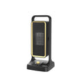 Black PTC ceramic desk heater with control knob, compact rectangular design measuring 14.9x11.1x33.5cm