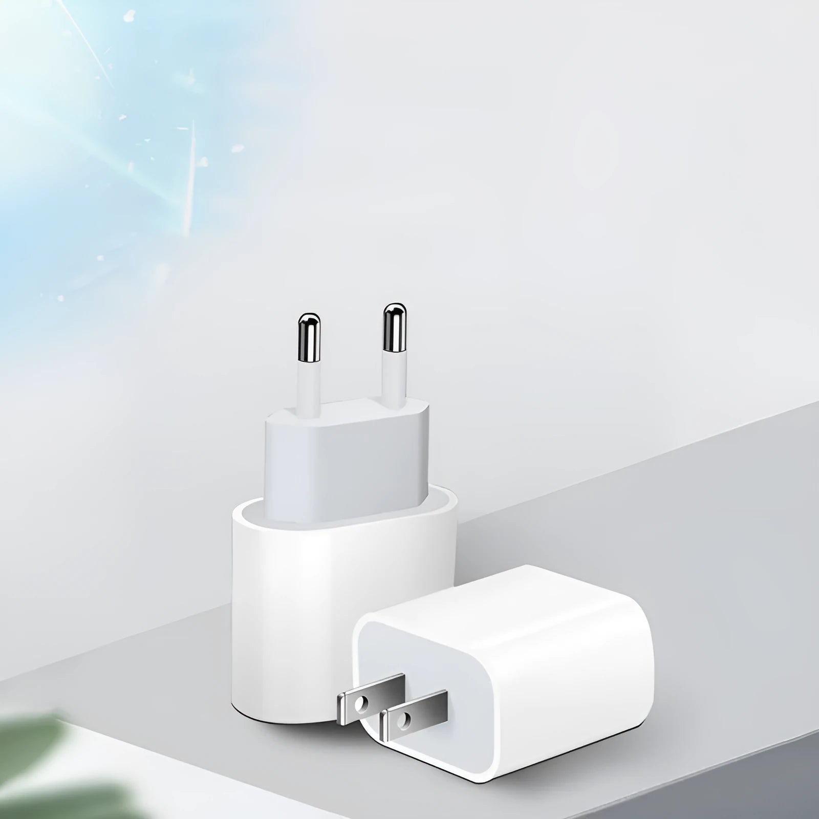 PD20W mobile phone charger with USB port in American and European plug styles