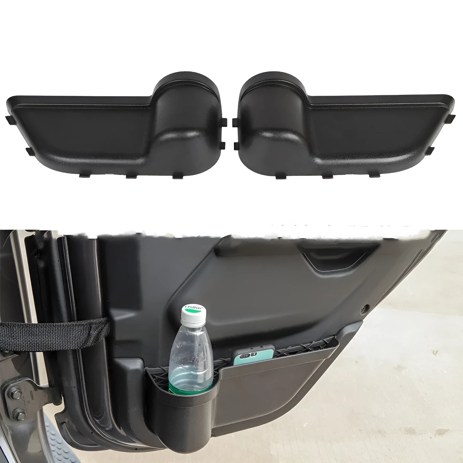 Black ABS plastic storage box for Jeep Wrangler JK and JL door panels