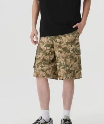 Men's American retro workwear camouflage shorts in loose cropped summer style