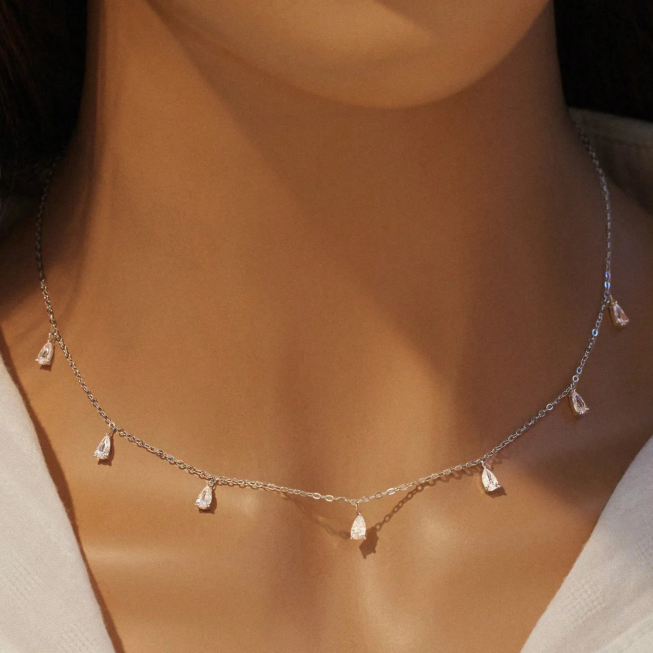 925 silver drop necklace with triangle pendant on O-chain in silver, rose gold or golden yellow colours