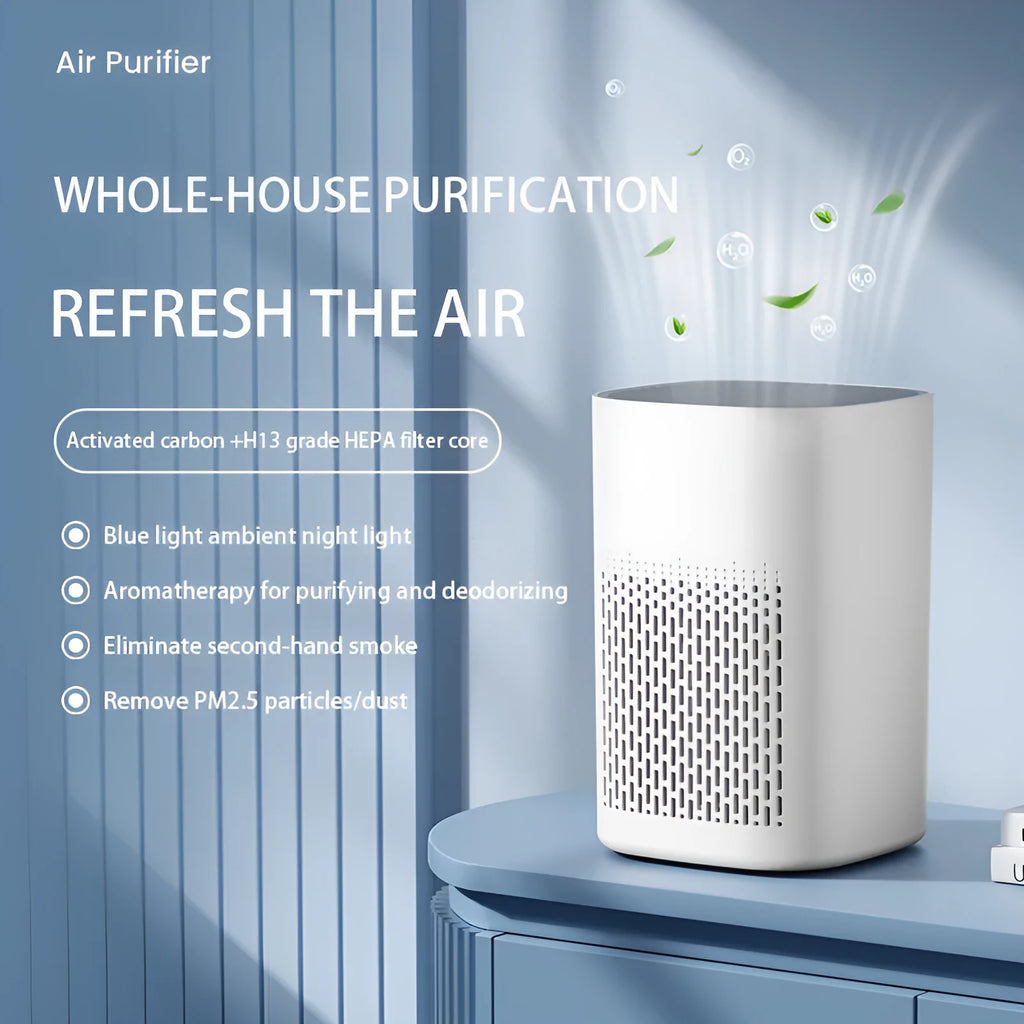 Simple style desktop air purifier and panel heating machine with USB cable.