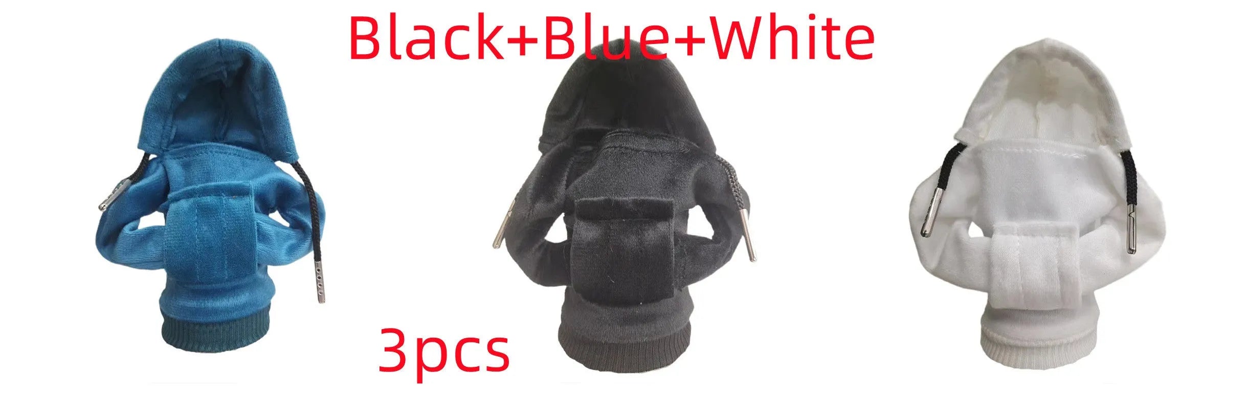 Blue cloth gear shift knob hoodie cover on a car gear lever