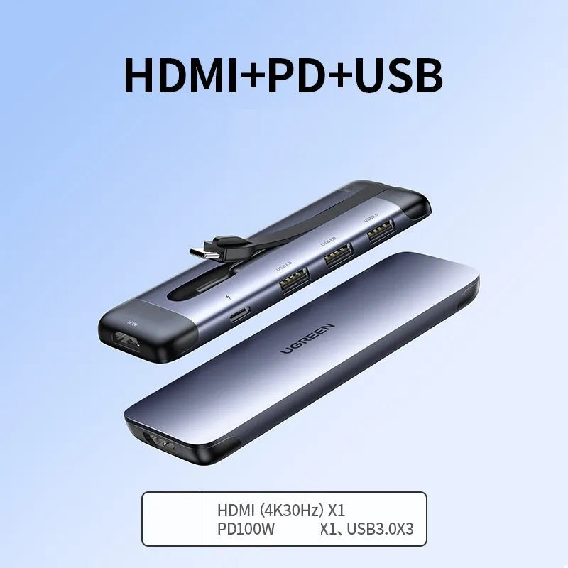 USB C dock expansion adapter with multiple ports including HDMI, USB 3.0, VGA, ethernet, and charging