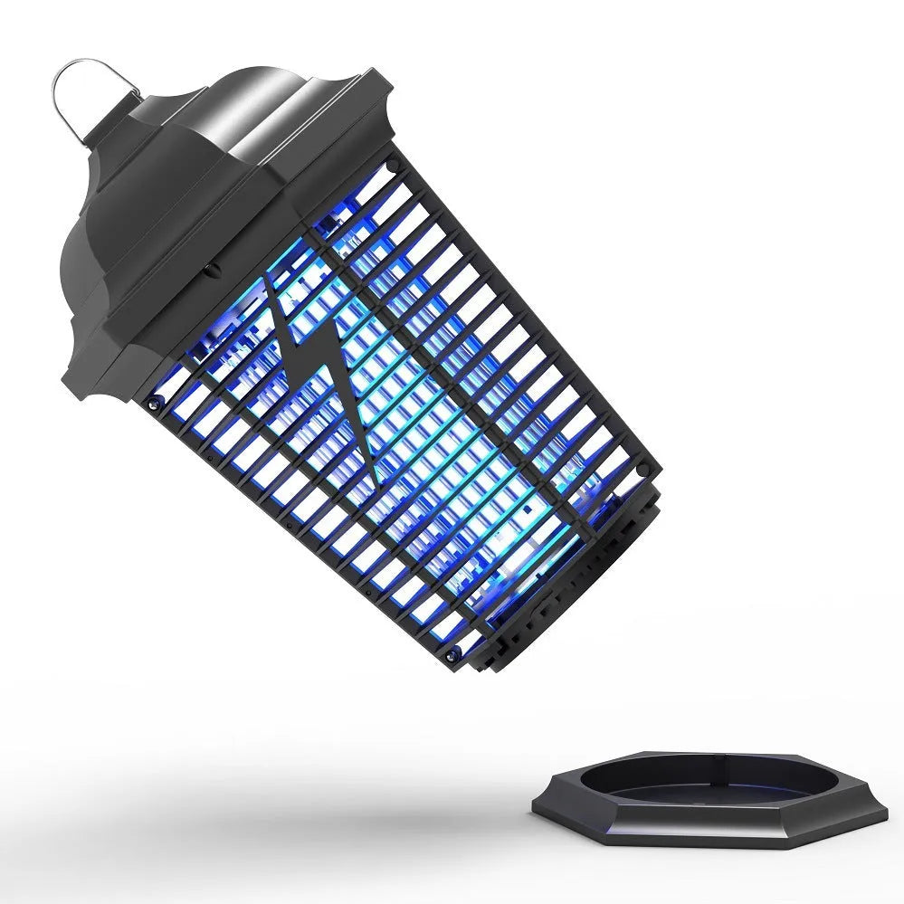 Black outdoor mosquito catcher with UV light and electric shock mechanism for gardens up to 61 square metres