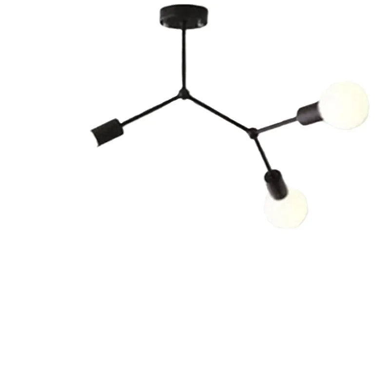 Nordic style iron chandelier ceiling lamp with multiple heads for bedroom or living room