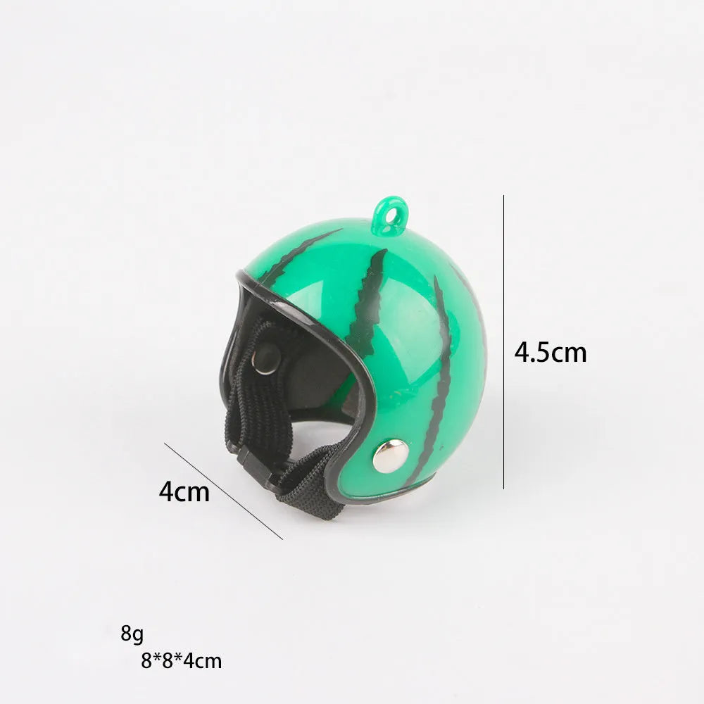 Adjustable pet helmet for small chickens and birds with elastic bands and costume designs