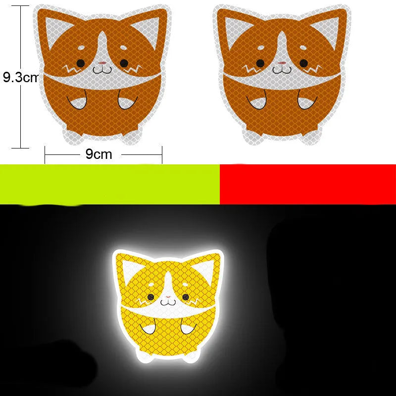 Pair of diamond-grade reflective warning stickers for vehicles measuring 9cm by 5cm
