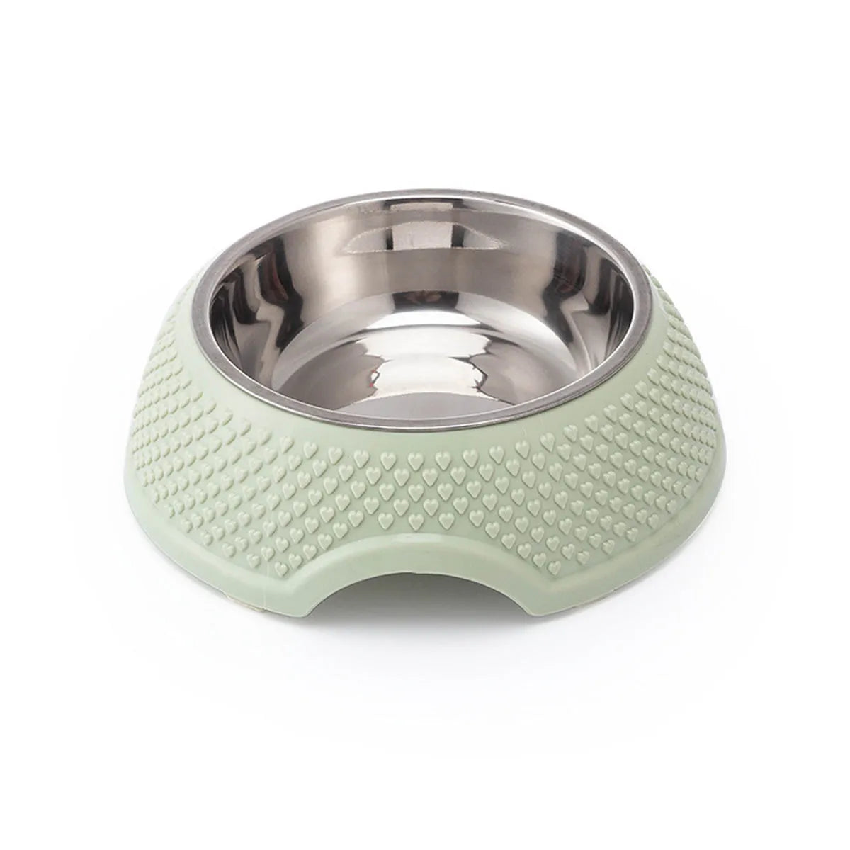 Blue stainless steel pet bowl with rubber non-slip base for cats and dogs