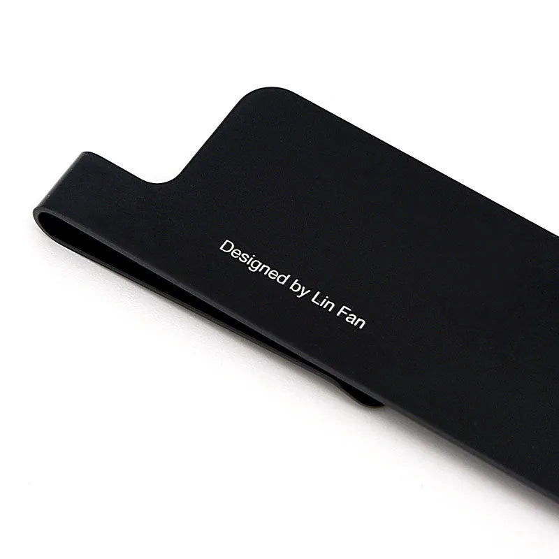 15cm aluminium bookmark ruler with laser-engraved markings in black colour