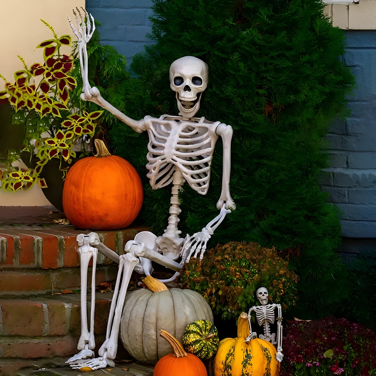90cm movable joint plastic skeleton Halloween decoration prop with new skull men design