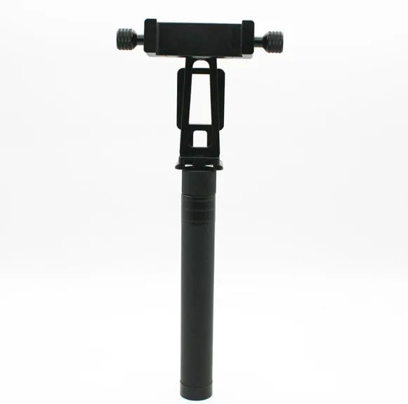 Black retractable hand-held stabilizer selfie stick extended for smartphone photography