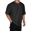 Men's slim-fit loose hollow polyester t-shirt in light blue colour.
