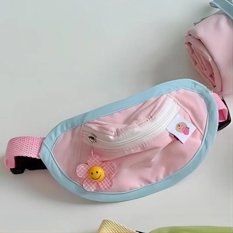 Pet backpack for dogs and cats in powder blue, yellow, and green colours with measured sizing