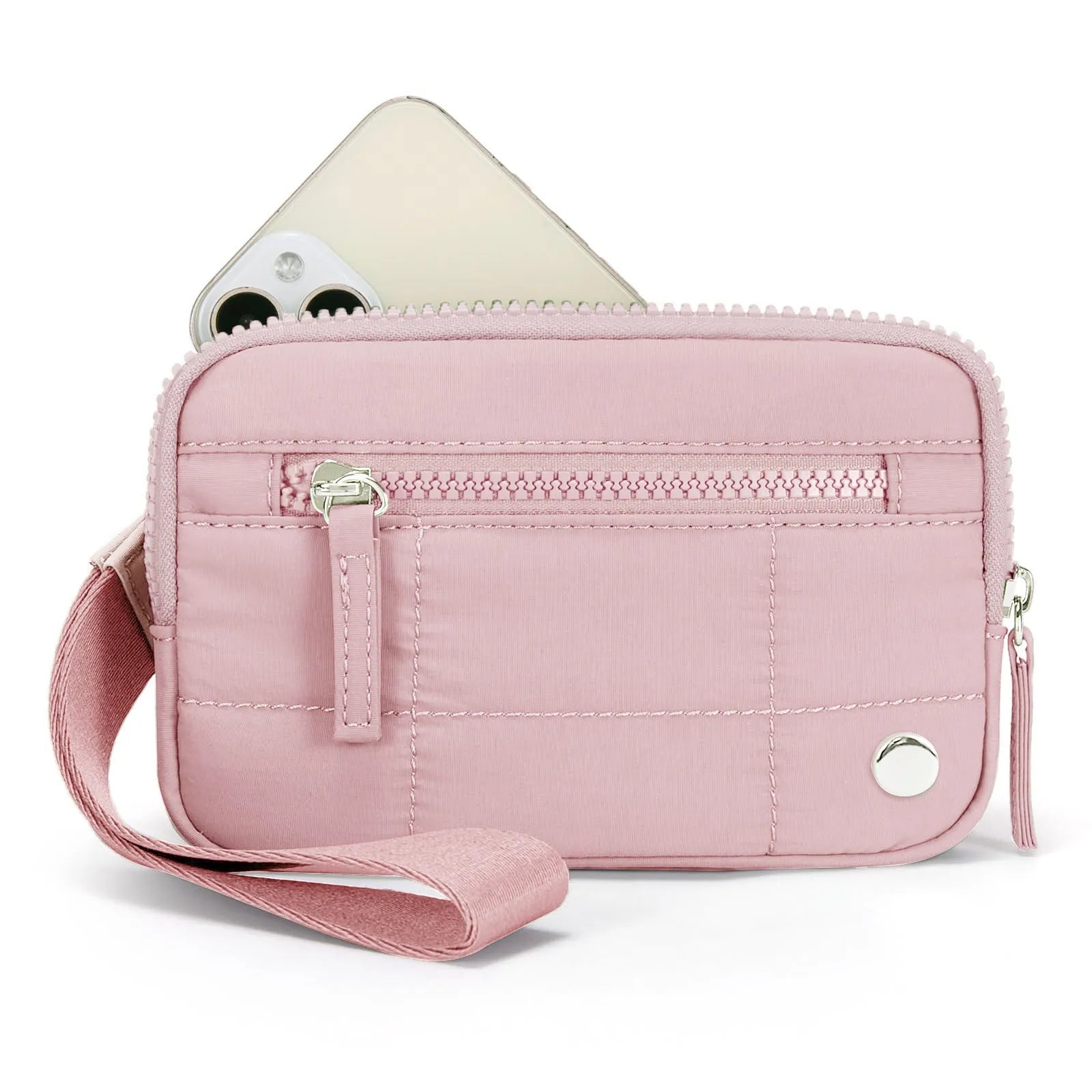 Waterproof quilted nylon handbag with transparent deck section in solid colour with urban simplicity styling