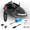 Black GPS remote control fishing boat with antenna and bait compartment