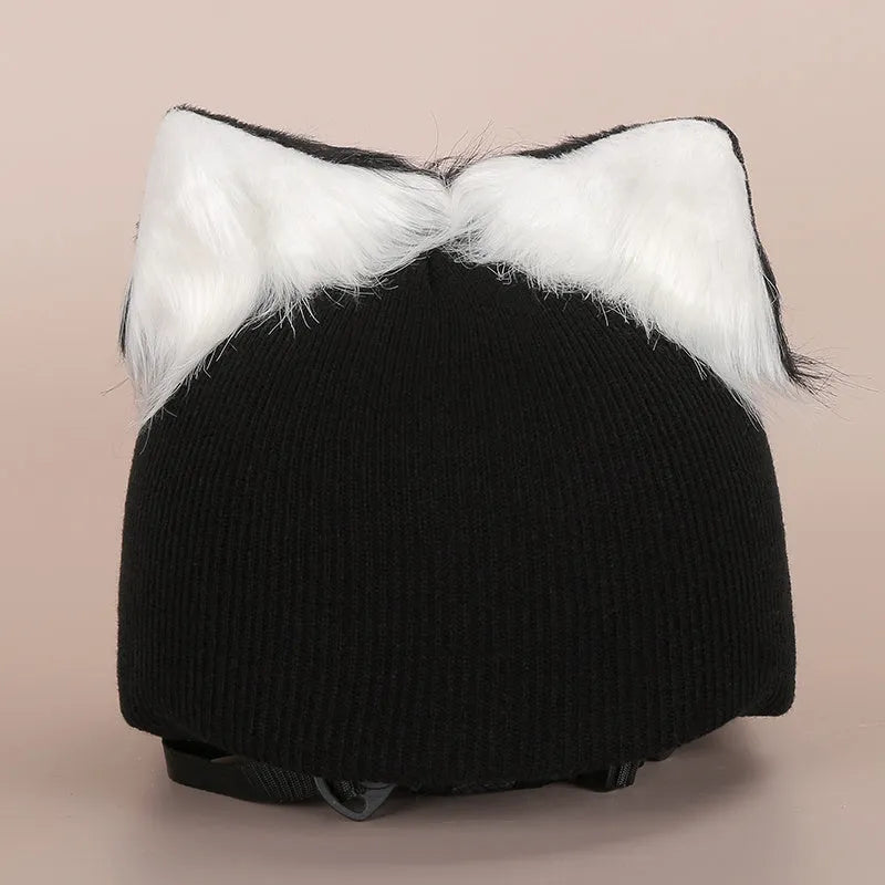 Plush fabric ski helmet decoration with cartoon design for winter gear customisation
