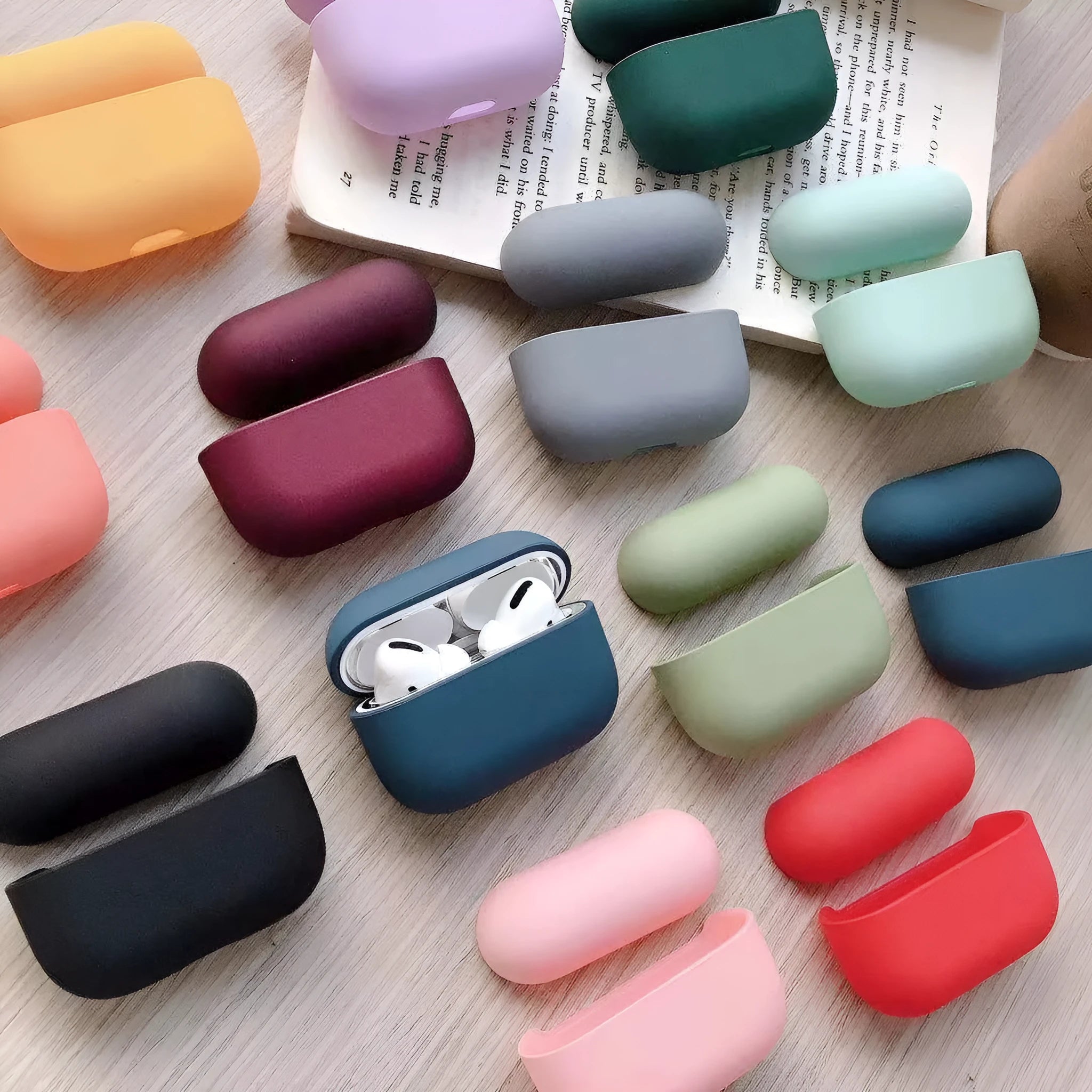 AirPods Pro protective plastic case in multiple colour options including black pink green blue purple red yellow