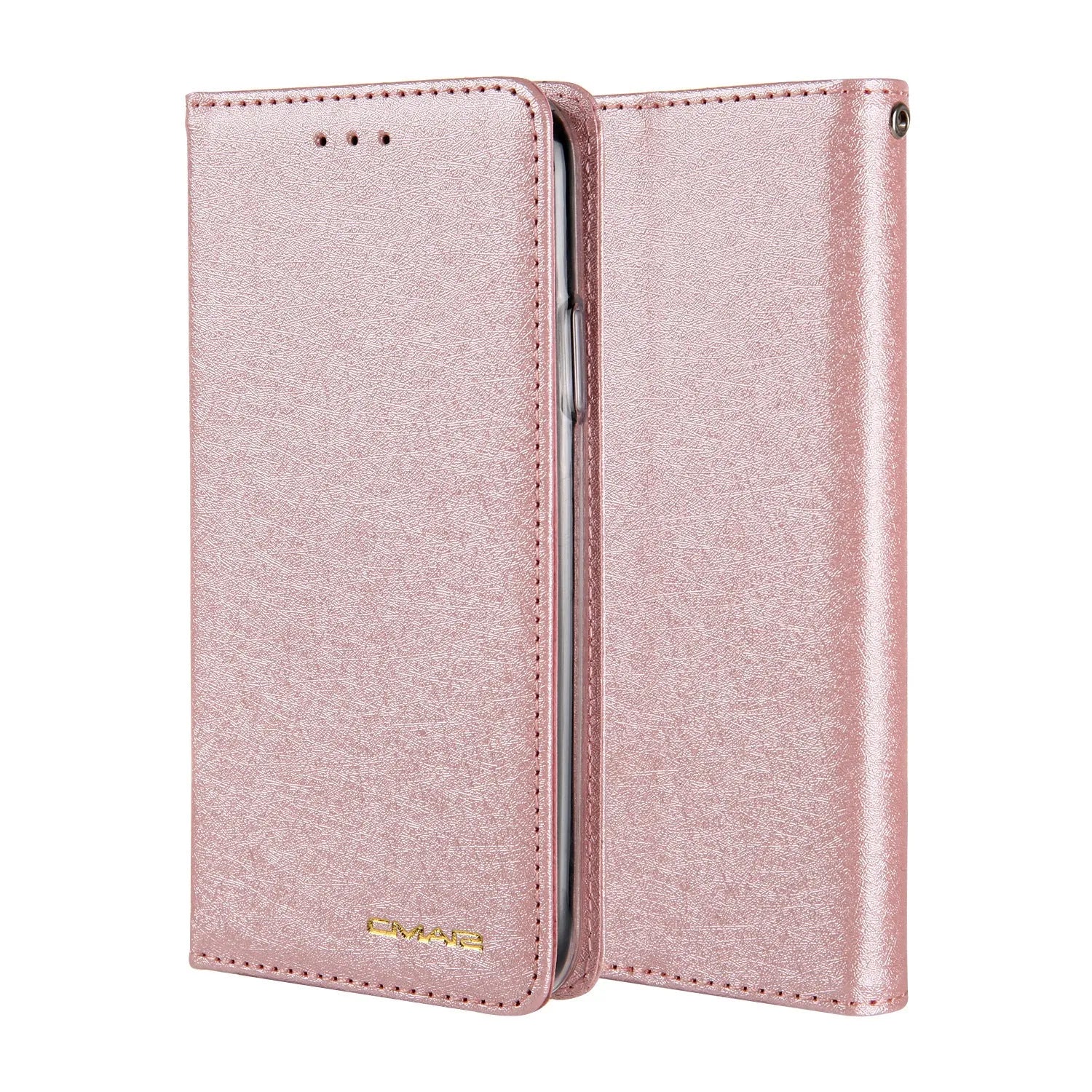 PU leather flip phone case for Apple iPhone with a built-in card slot in black.