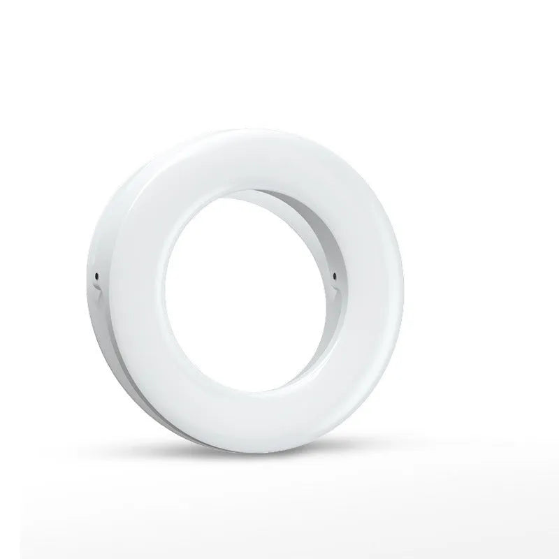 Compact black selfie ring light with USB cable for mobile phone photography and video lighting
