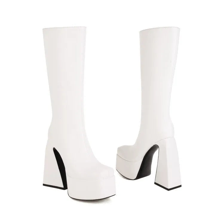 Women's casual ankle boots in black, red, blue, and white colours with artificial PU upper