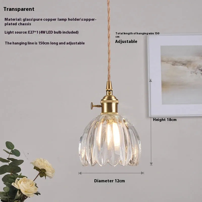 Vintage glass flower bedside chandelier in Nordic style with multiple colour options